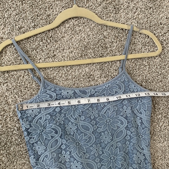 Y2K Style Loft Ann Taylor Blue Floral Lace Tank Top - Picture 8 of 8